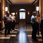 **

Prompt: Hotel lobby, power outage, dark, frustrated guests, staff using flashlights, chaotic scene, dramatic lighting, realistic. Focus on the disruption and guest inconvenience.

**