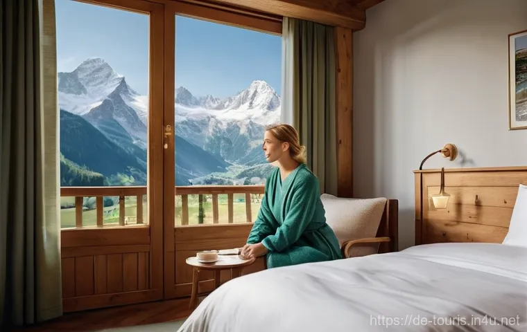 호텔 관광업의 마케팅 트렌드 - **Prompt 1: Personalized Alpine Welcome**
"A cozy, sunlit hotel room in the Bavarian Alps. A you...