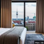스마트 호텔 - A modern hotel room in Germany featuring smart technology integration: a cozy bed with app-controlle...