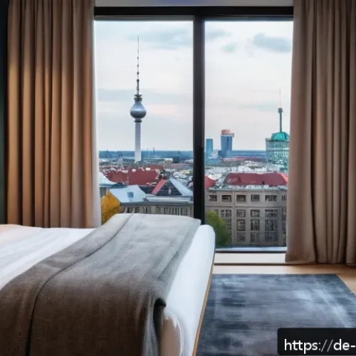 스마트 호텔 - A modern hotel room in Germany featuring smart technology integration: a cozy bed with app-controlle...